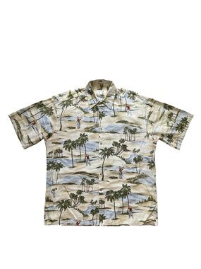 Pierre Cardin Short Sleeve Button Down Shirt, Yellow, Size Large